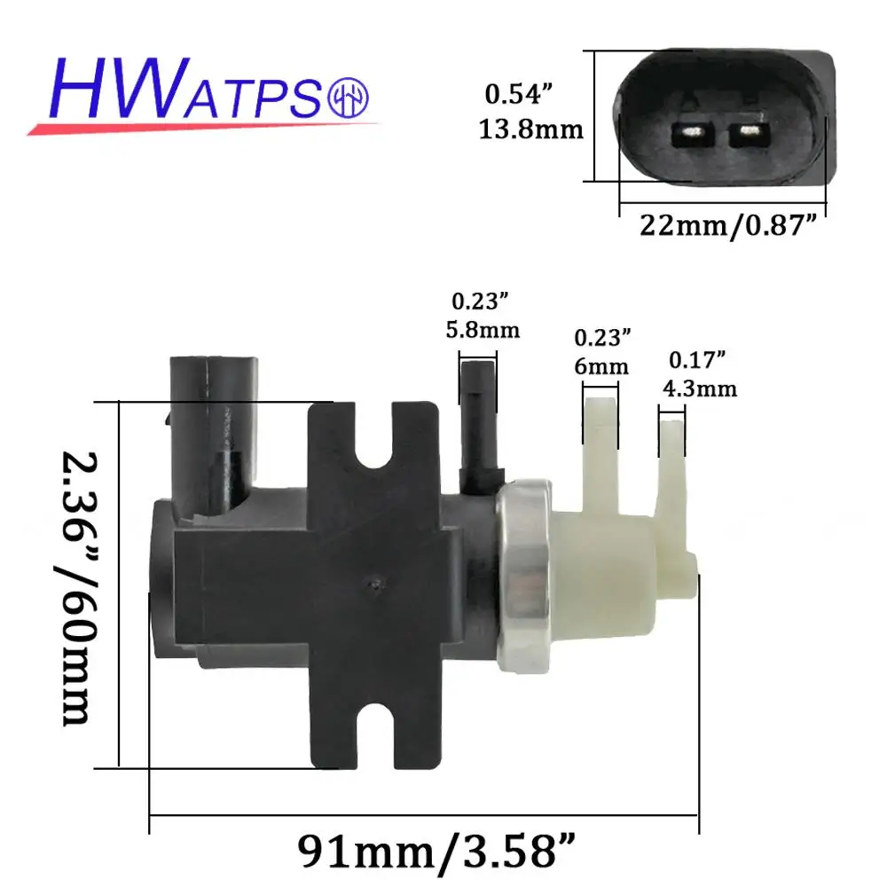 1J0906627B Vaccum Turbo Boost Pressure Converter Solenoid Valve 1K0906627A For Volkswagen VW Beetle Golf Jetta Passat / Audi A3