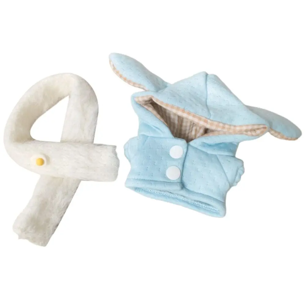 Ceative 10cm Doll Clothes Cartoon Rabbit Ear Blue Yellow Miniature Cap Coat Changing Dress Game Photo Prop Doll Overcoat Toy