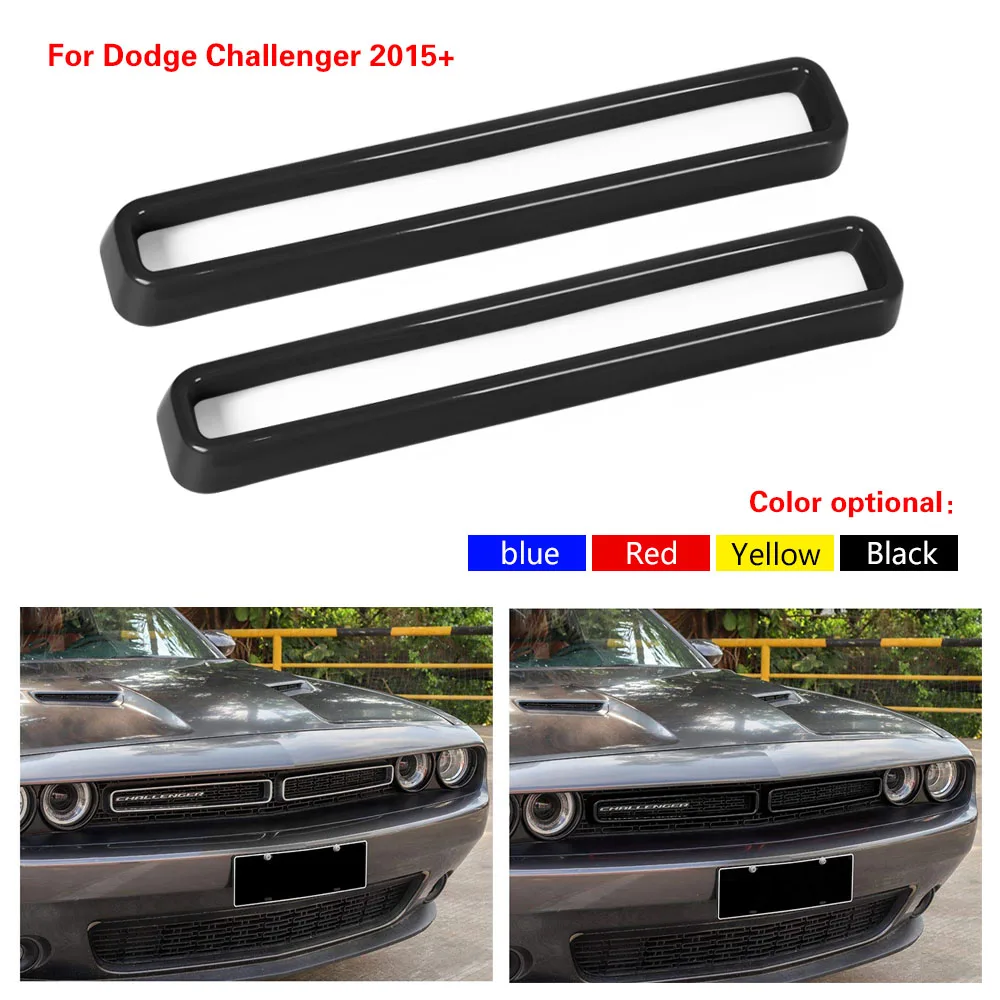 

2pcs Front Grill Grille Inserts Cover Trim for Dodge Challenger 2015-2022 Black Red Blue Yellow