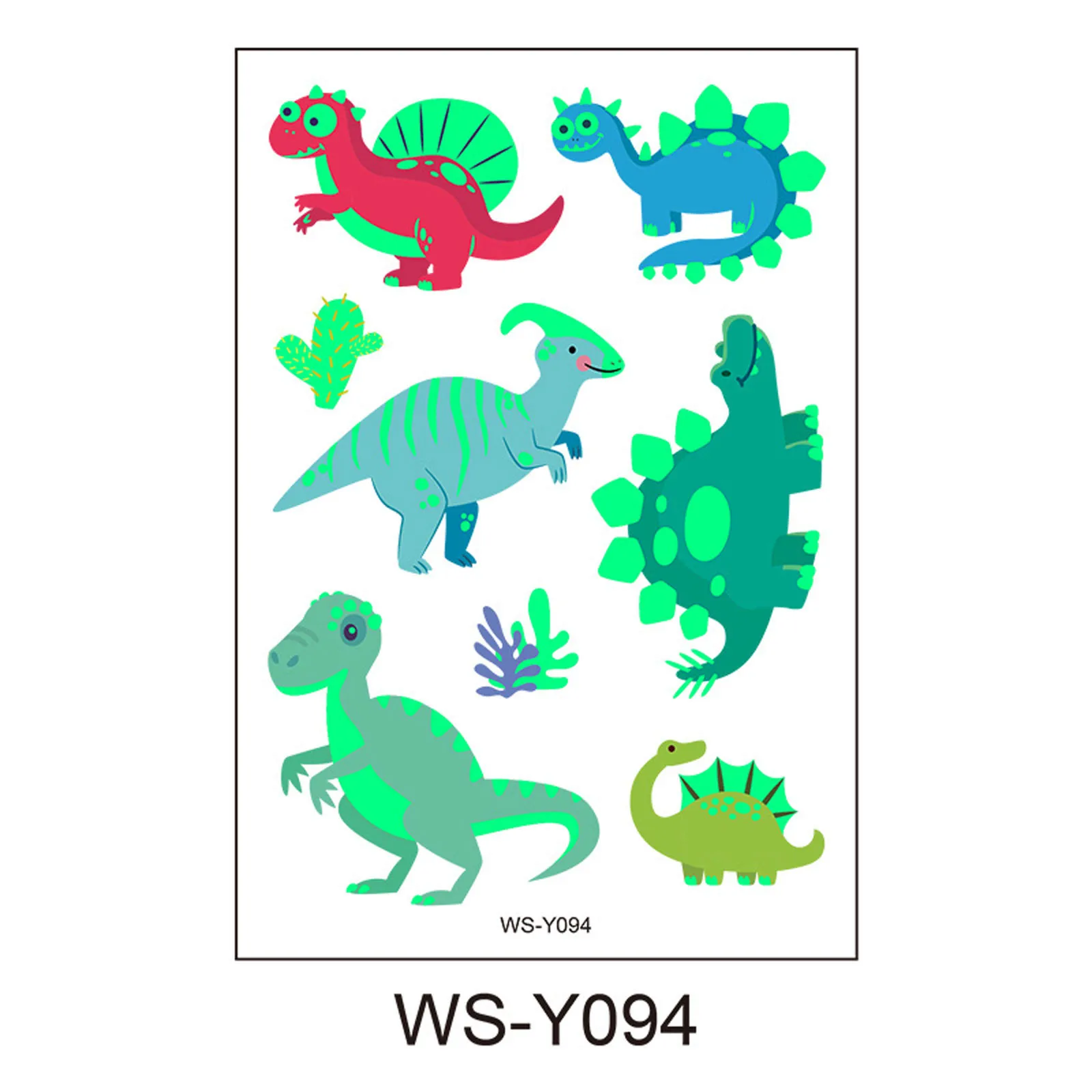 Dinosaur Glow In The Dark Stickers Cute Kids Sweat Sticker Cartoon Fun Temporary Fluorescent Stickers 1pc Decoration Sticker