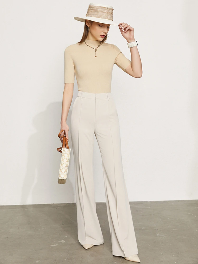 AMII Minimalism Pants For Women 2024 Spring New Wide Leg Pants High Waist Office Loose Blazer Chiffon Casual Trousers 12342271 5