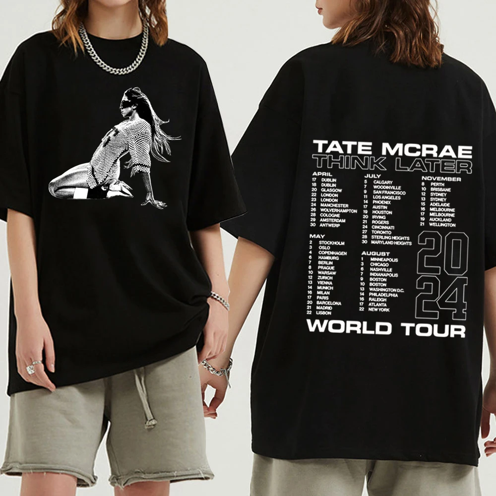 Tate mcrae 2024 Tour T-Shirts Harajuku Hip Hop O-Ausschnitt Kurzarm hemden