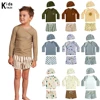 1-7T Summer Kids Boy Swimsuits Vacation Beach Pants Long sleeve Tops with Hat Toddler Sets Fashion Children Surfing Swim Suit 1