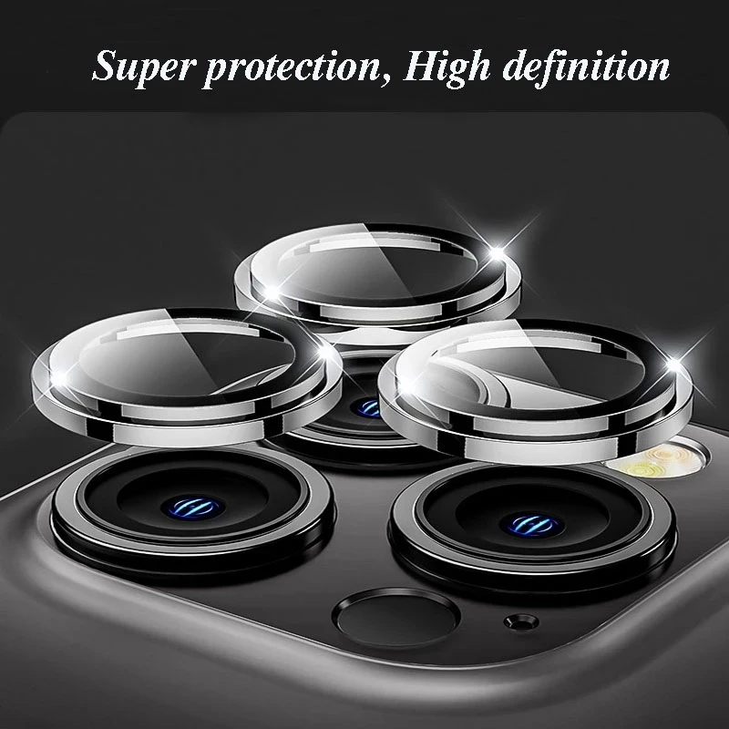 3Pcs Camera Lens Protector for IPhone 14 Pro Max Metal Ring Protective Glass for IPhone 11 12 13 Pro Max Mini Camera Lens Glass
