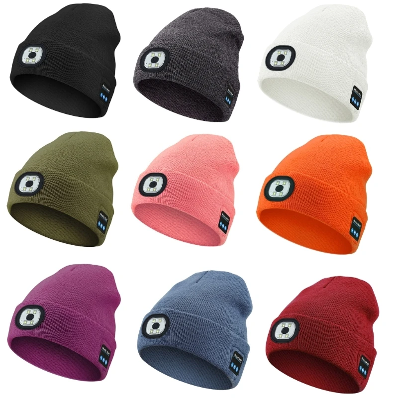 

Unisex Beanie Hat Musical Hat Girls Winter Sports Jogging Versatile with Light Headlamp Hat for Autumn and Winter