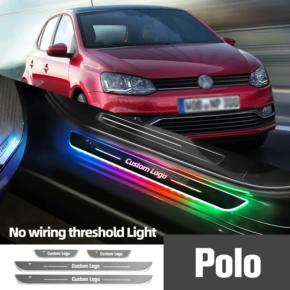 

Для Volkswagen VW Polo 6N 9N 6R 6C 1994-2023 подсветка порога двери автомобиля с индивидуальным логотипом светодиодная подсветка пороговой педали Аксессуары