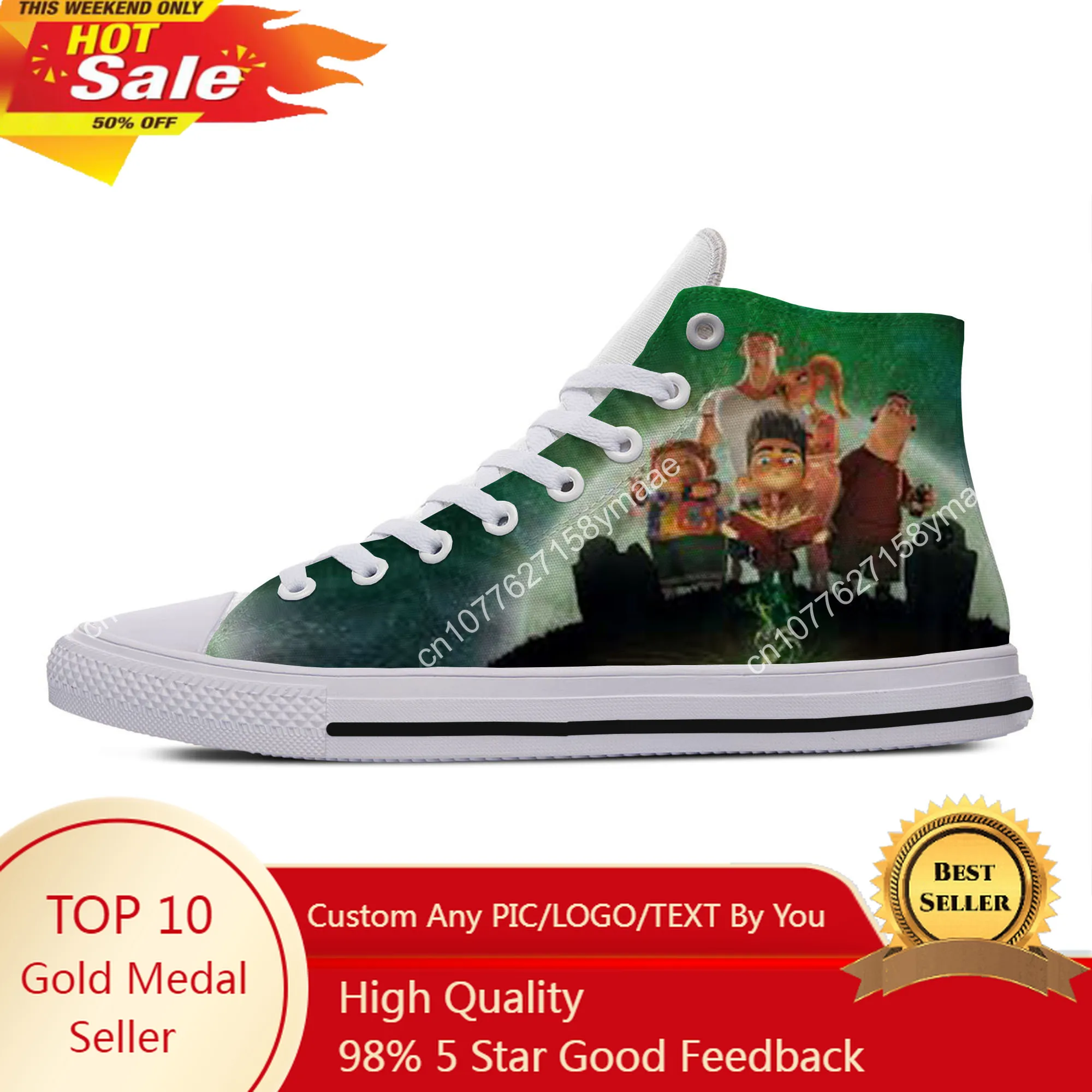 

Hot Cool Fashion New Summer Sneakers Latest Casual Shoes Cartoon Cute Men Women ParaNorman High Help Classic Board Shoes