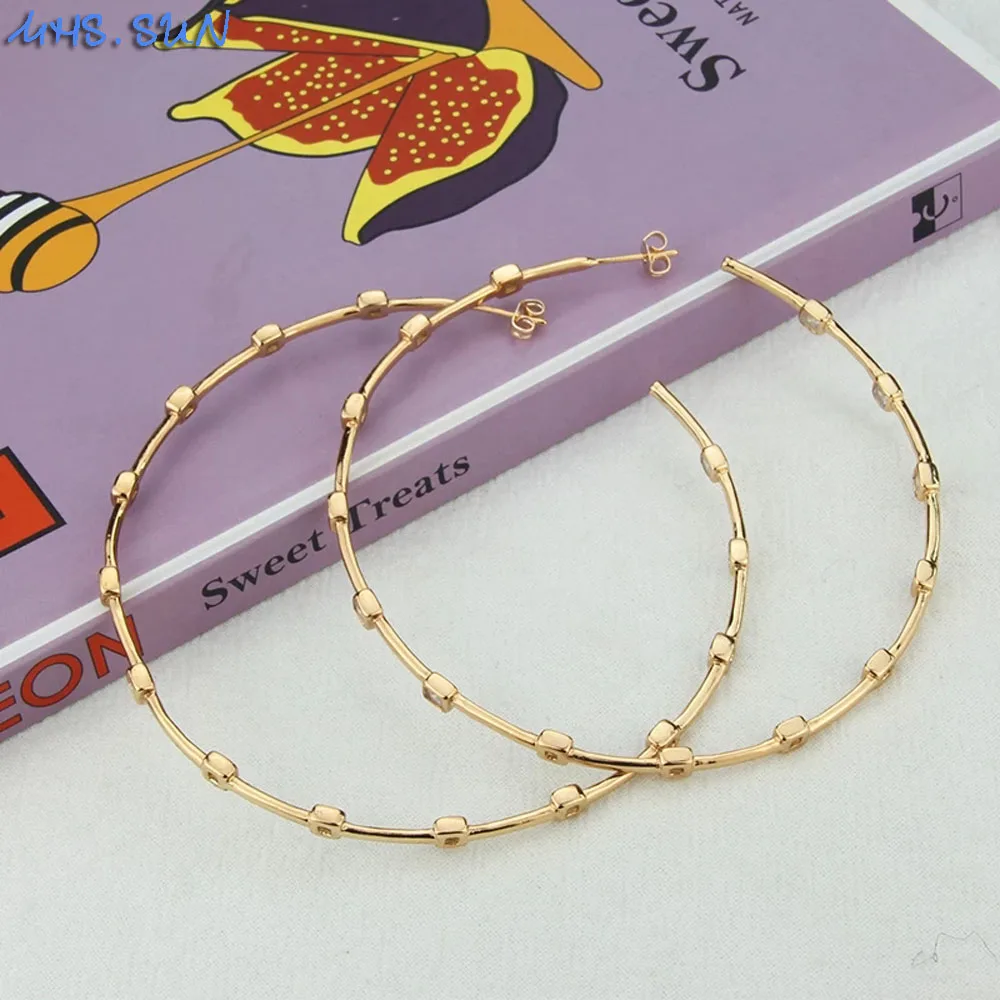 MHS.SUN Modische vergoldete große Kreolen für Damen, Zirkonia-Ohrringe, Hip-Hop-Piercing-Ohrschmuck, Partygeschenk – Detail 8