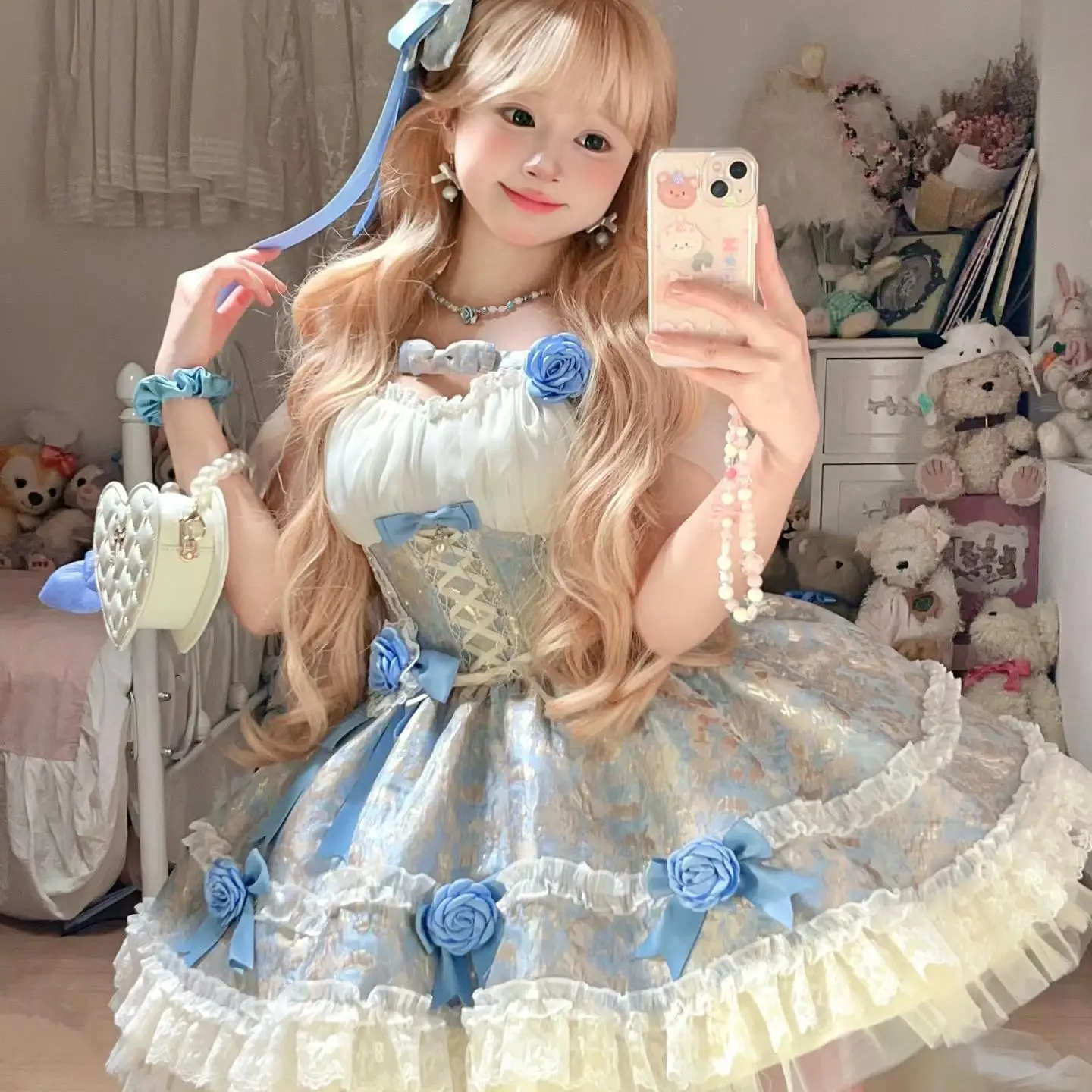 Girl Lolita Style Jacquard Fabric Sweet Princess Dress 2024