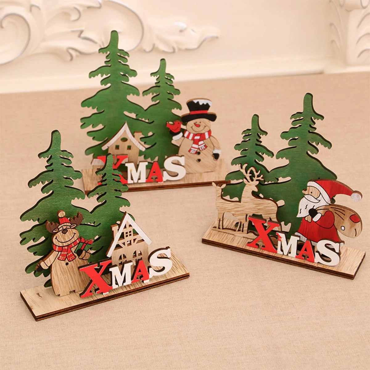 Christmas Decorations QIFU Xmas Noel Wooden Christmas Ornaments Merry Christmas Decor for Home Navidad Cristmas Decor Xmas Gifts New Year christmas decorations