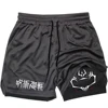 Anime 2 In 1 Compression Shorts Gojo Satoru Print Performance Sportswear Men GYM Training Workout Male Fitness Sport Shorts 5