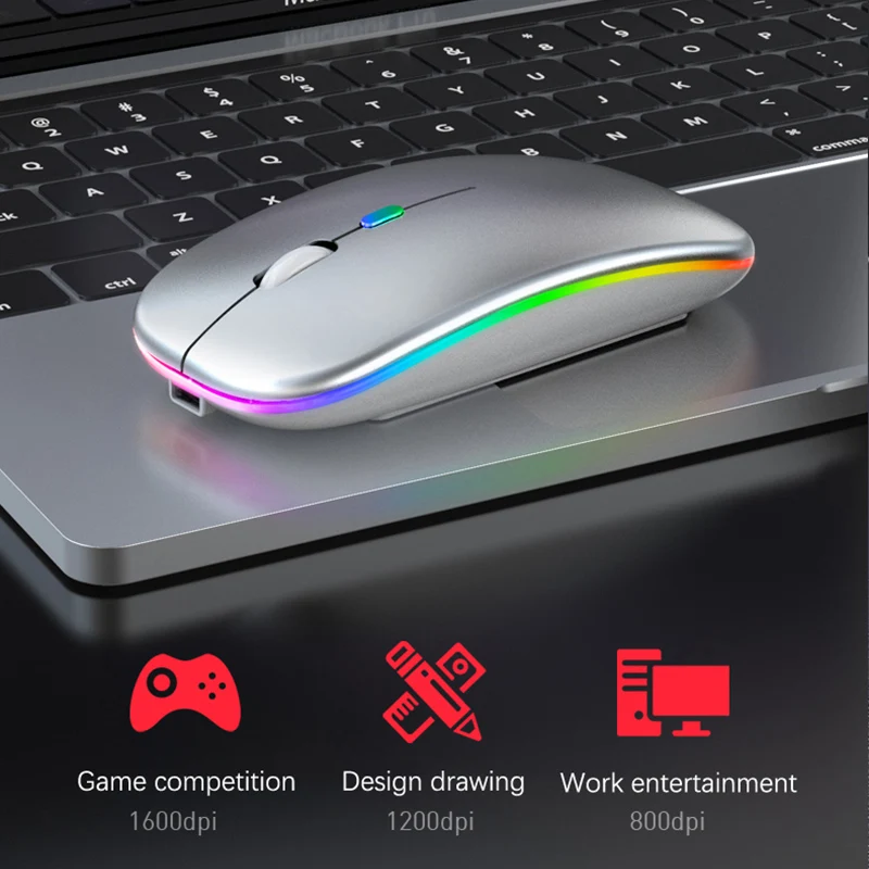 Wireless Mouse RGB Rechargeable Bluetooth Mouse 2.4G Silent Mause Ergonomic Mini Mouse USB Optical Mice For PC laptop Computer