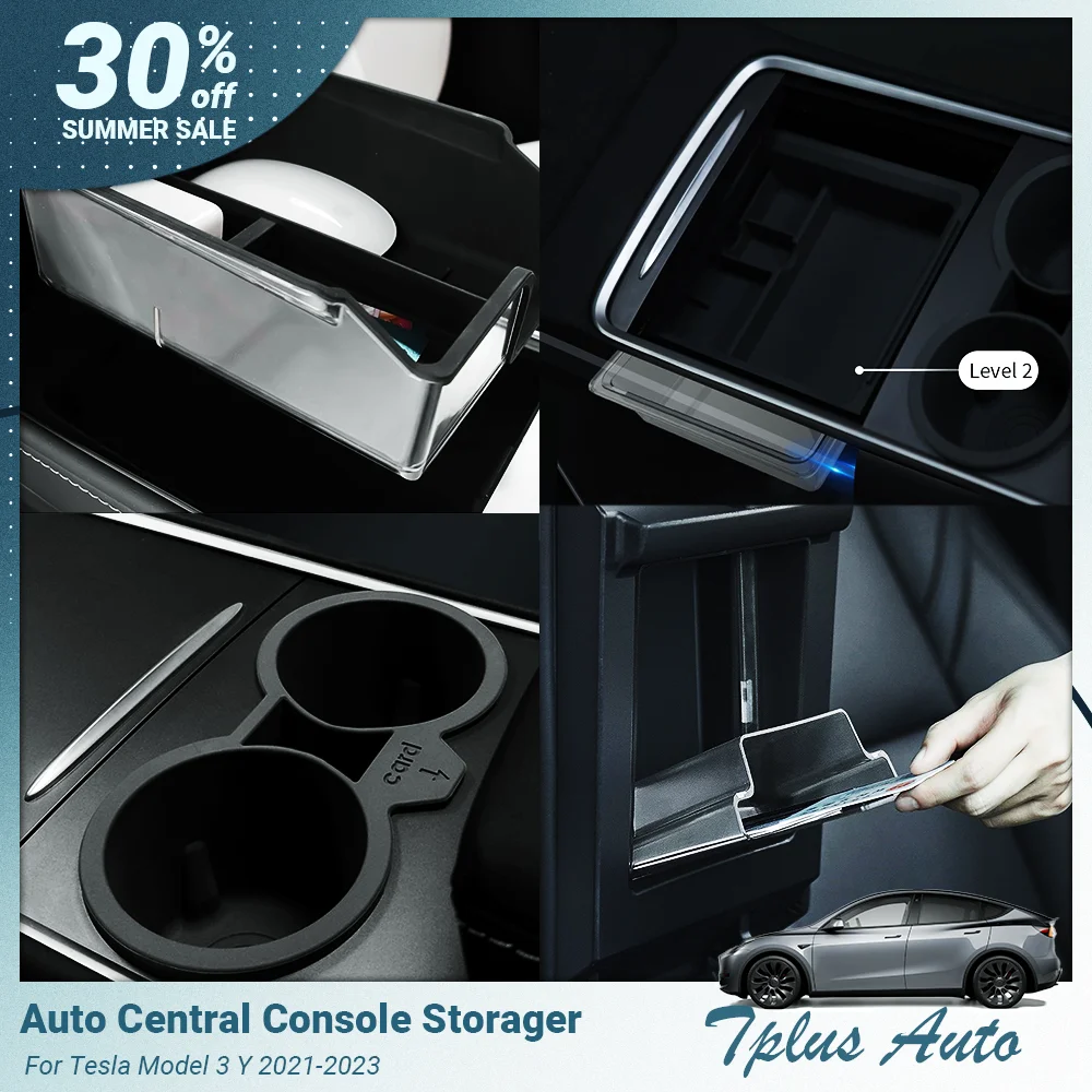 

Tesla 2023 Central Control Storage Box ABS Silicone Armrest Hidden Case Cup Holder for Tesla Model 3 Y 2021-2023 Accessories