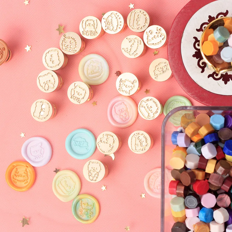 

Cartoon Enamel Seal Hand Account Envelope Seal Wax Stamp Cute Bear Copperhead Children's Birthday Gift Diameter 1.5cm