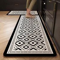 Tapis de sol de cuisine absorbant et antidérapant en boue de diatomée, séchage rapide, long tapis rayé noir et blanc, décoration intérieure, Alfombra 2