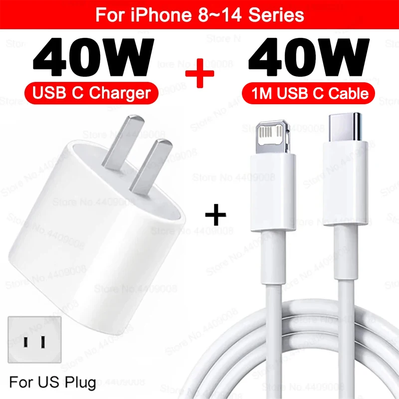 ตัวเลือกสินค้า อะแดปเตอร์ชาร์จเร็ว 40W Type-C สำหรับ iPhone 17 16 15 14 13 12 11 Pro Max