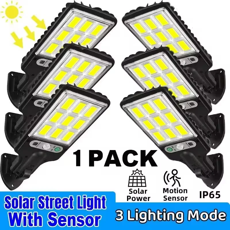 28SMD/108COB Sensor Street Lamp 3 Light Modes Outdoor Waterproof Security Solar Lamps for Garden Patio Path Remote Control Light