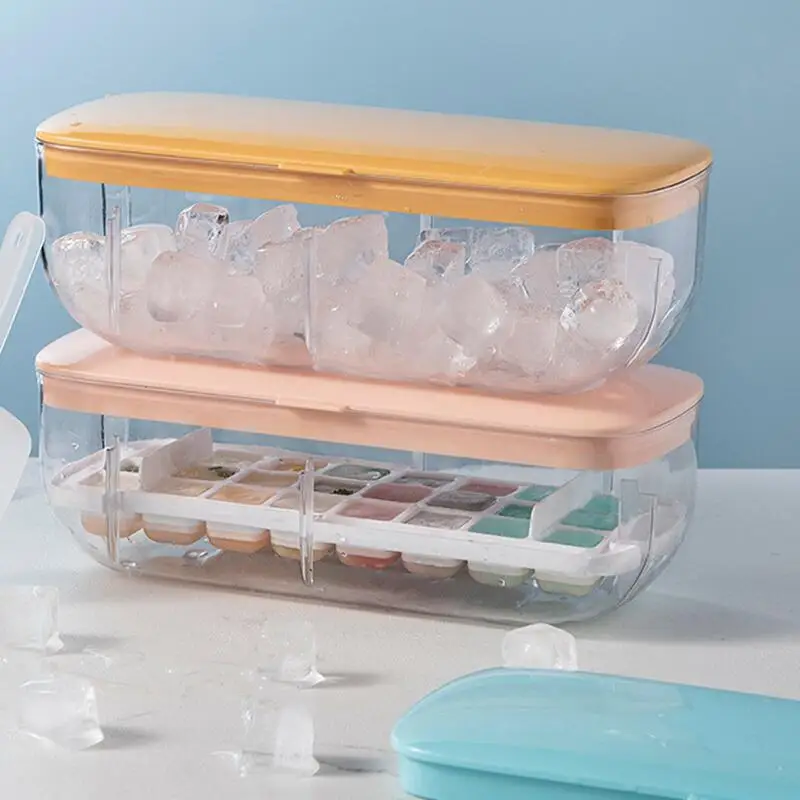Silicone Ice Mold And Storage box 2 In 1 Ice Cube Tray Making Mould Box Maker Bar Kitchen Accessories Utensils Home Gadgets