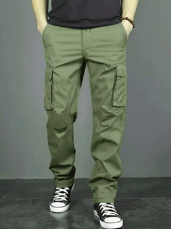 Mens Casual Jogger Pants Relaxed Fit Cargo Pants Drawstring Sweatpants Hiking Outdoor Twill Sport Pants 2