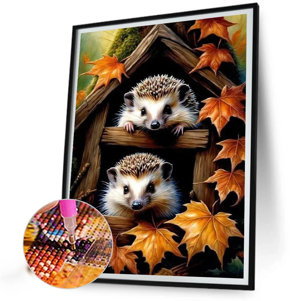 5D DIY Full Square Drill Diamond Painting Woodland Hedgehog Kit Decor 30x40cm, diamond painting,diamond art painting kit,diamond painting set