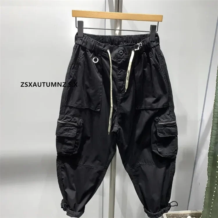 Description Picture 3 of itemPants Men's Summer Bunched Feet Draw Rope Overalls Spring New Fashion Streetwear Wide Leg Haren Pants Men Clothing Cargo Pants