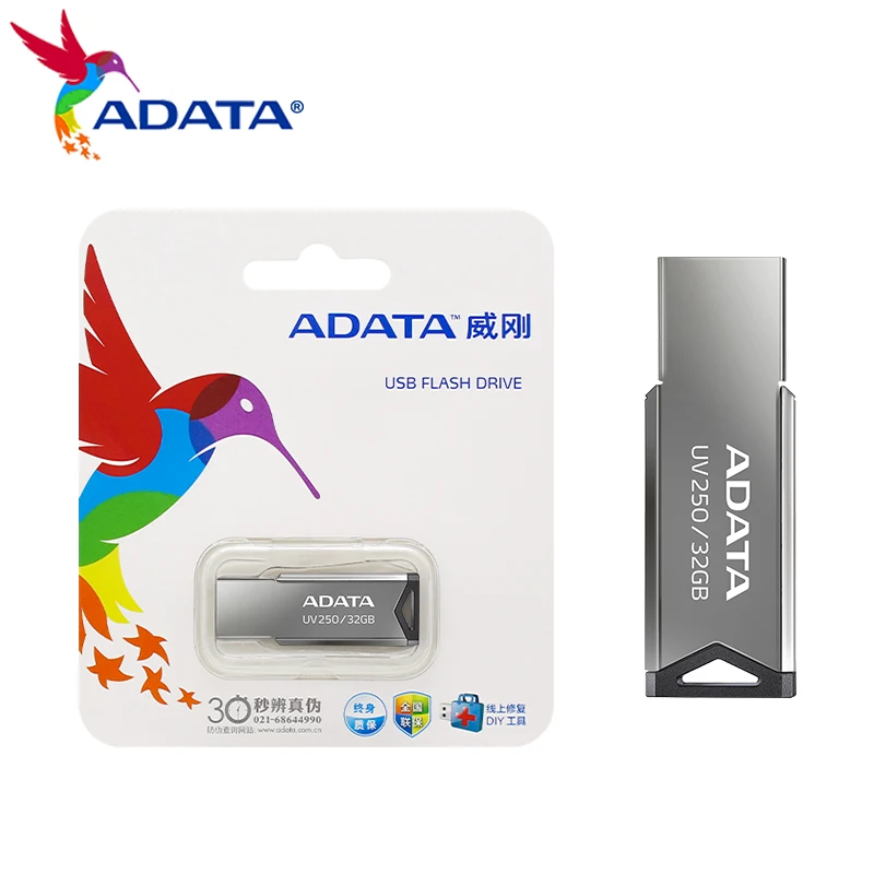 ADATA UV250 USB Flash 64GB 32GB 16GB CLASSIC Pen Drive USB 2.0 Metal Pendrive USB External Flash Drive Computer