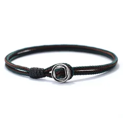 Handcrafted Antique Rope Bracelet with Easy Hook Closure - 19.5cm (Green)