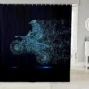Motorcycle Shower Curtain Horsepower Adventurous Journey Freedom Ride Masculine Vehicle Bathroom Curtains Decor Set with Hooks 4
