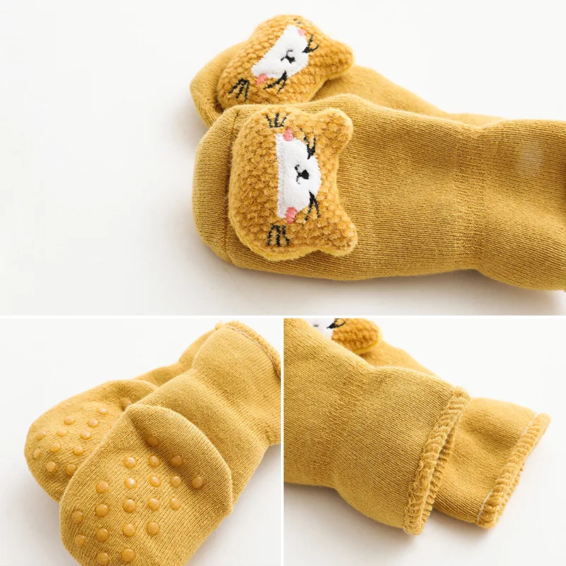 Autumn Winter Soft Thicken Cotton Warm Baby Girls Socks Newborn Solid Color Cartoon Animal Doll Infant Boy Anti Slip Floor Sock