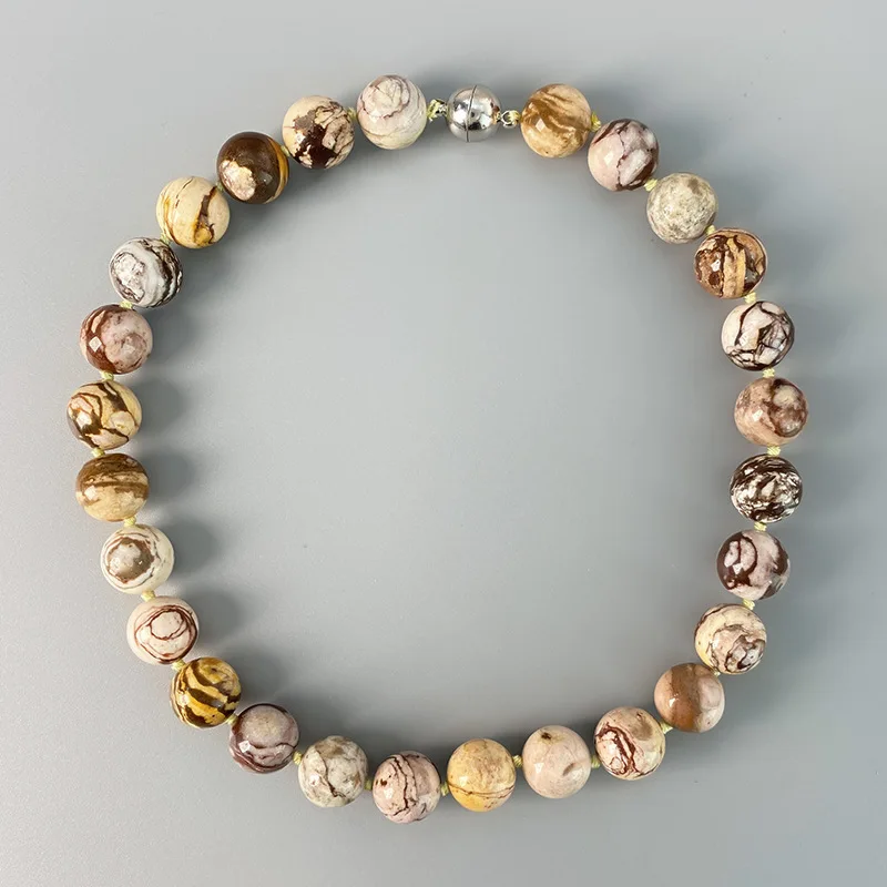 Instagram Blogger's Unique Agate Handcrafted Knotted Necklace, Retro Niche Collarbone Chain, Natural Stone Beads Strand Chain