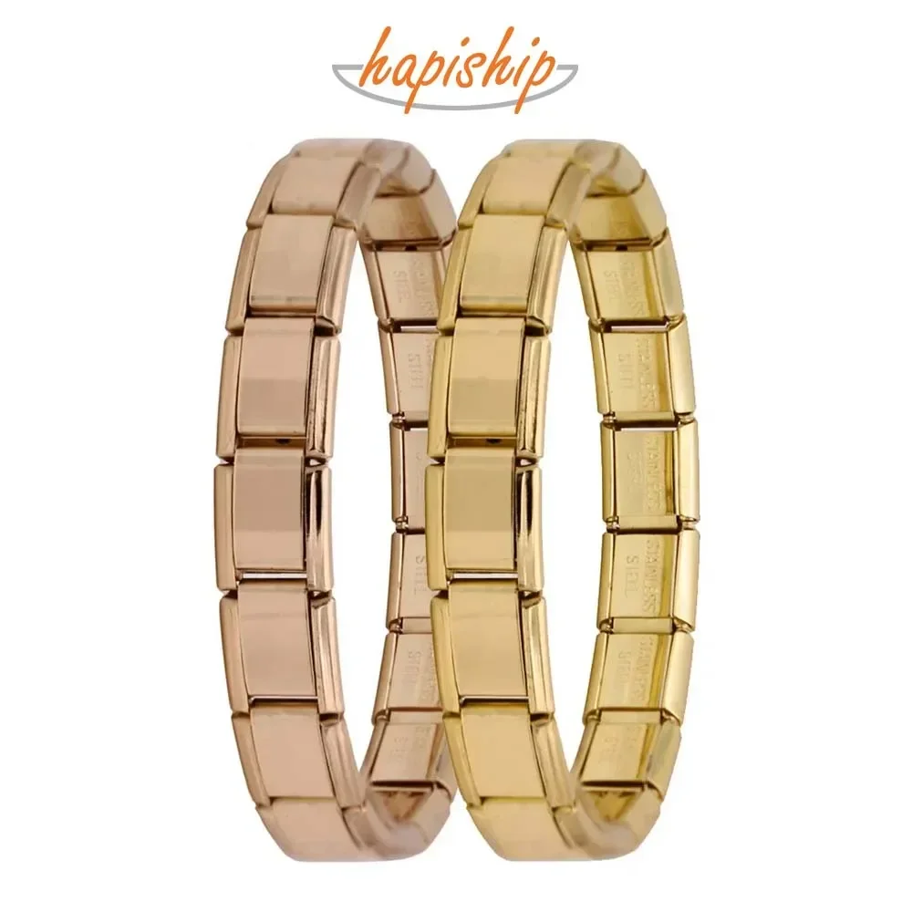 Hapiship Women's Girl Jewelry 9mm Width Itanlian Elastic Charm Bracelet Fashion Stainless Steel Bangle Jewelry G096 charm bracelet