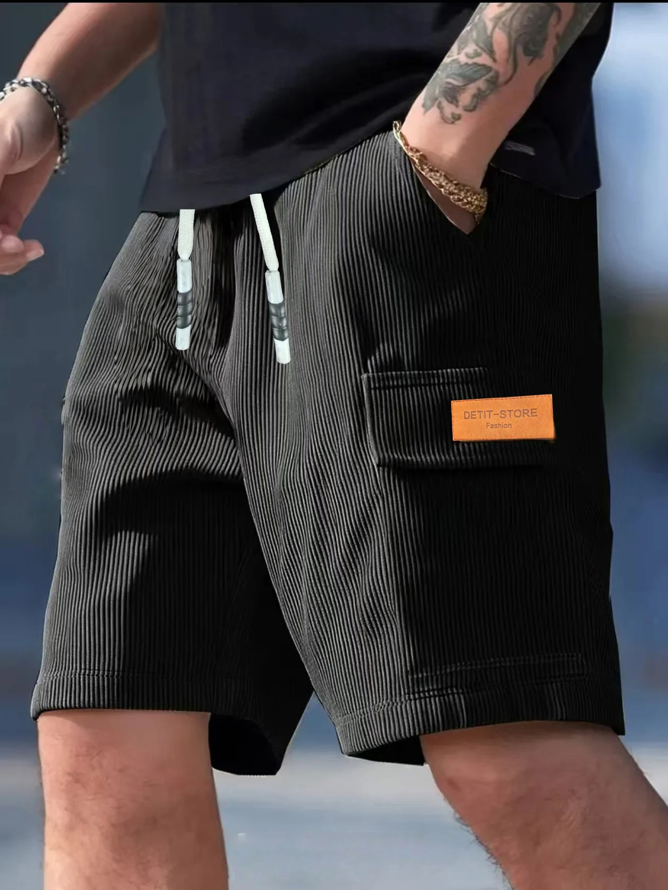 Corduroy Men's Breathable Casual and Sports Shorts with New Fashionable Textured Fabric