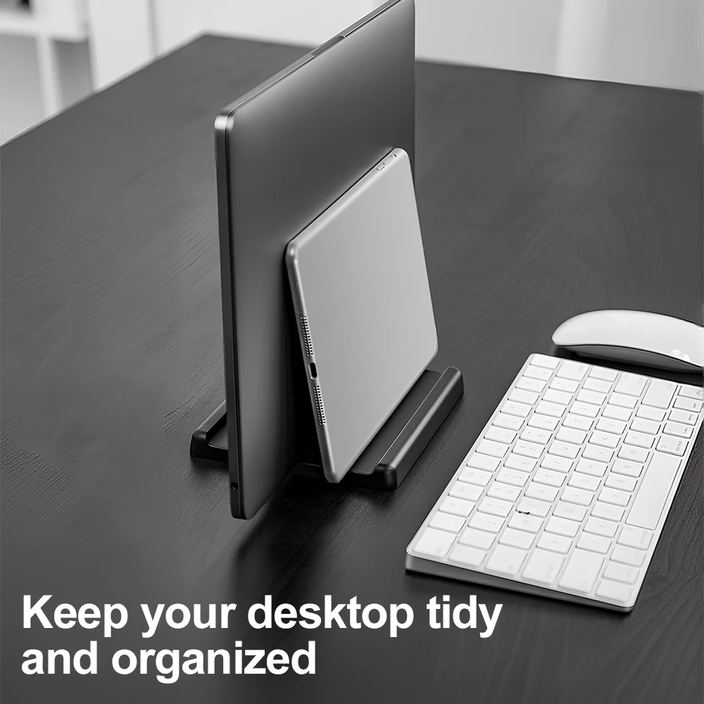 Space-Saving Adjustable Vertical Laptop Stand and Desktop Organizer