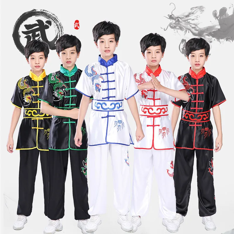 Solredo Children's Chinese Kung Fu Clothing Traditional Dragon Wushu Tai Chi Costume Set Chinese Kungfu Girls Boys Uniform