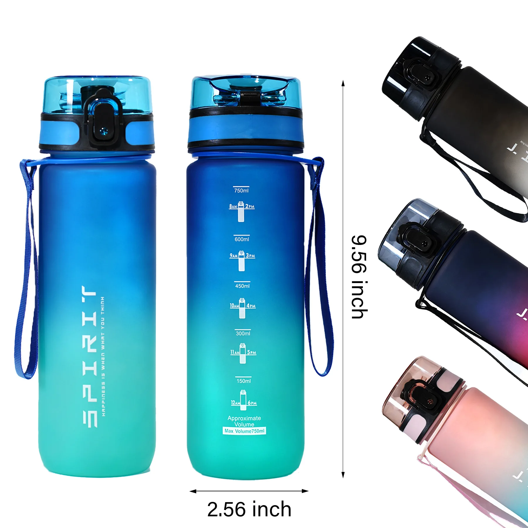 Motivational Leak-Proof Large Capacity Sports Bottle for Outdoor and Gym Activities