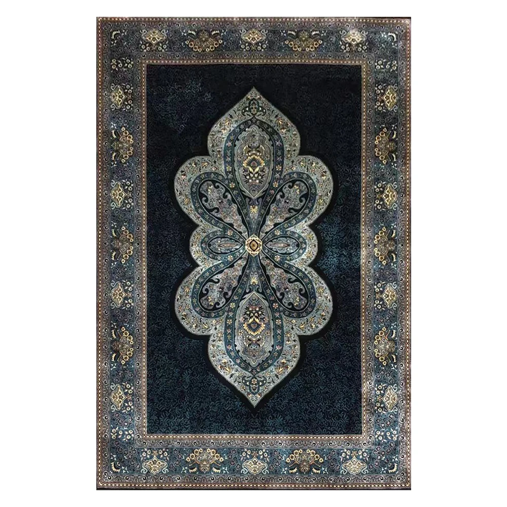 

Floral Rugs Blue Colour Hand Knotted Silk Carpets Hand Weave Oriental Area Rug Size 4'X6'