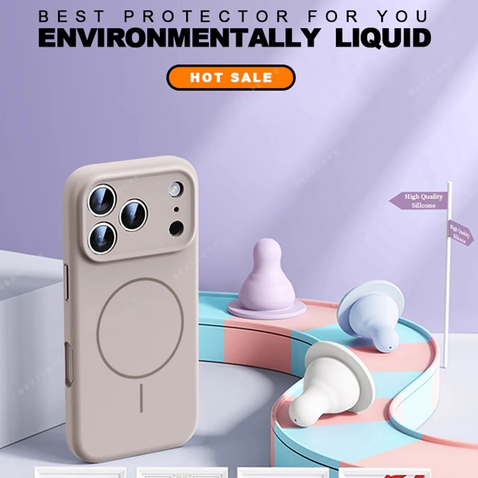 Premium Magnetic Silicone Phone Case with MagSafe Charging Protection