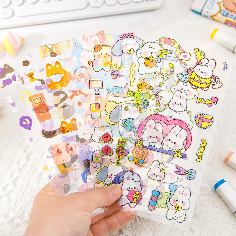 

8 Pcs Stickers Kawaii Cartoon Posters Cute DIY Stickers Handbook Planner Decorative Scrapbook Stationery Children Toys