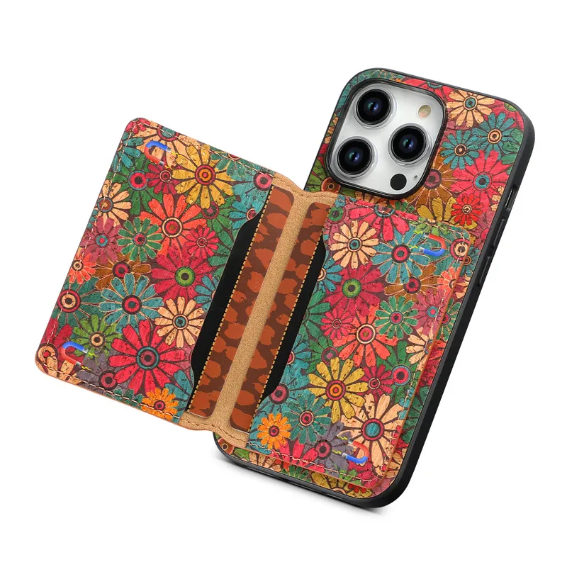 Elegant Flower Embossed Leather Phone Case with Magnetic Closure and Card Holder
