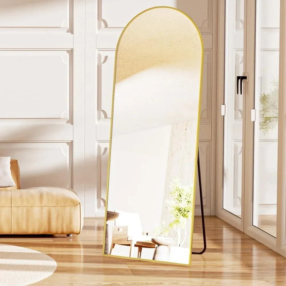 

Arch Mirror Full Length Floor Mirrors with Stand, Alloy Full Body,Hanging Leaning Against Wall for Bedroom and Living Room,Gold