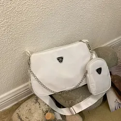 Fashionable Nylon Crossbody Bag for Women - Portable and Casual Style (WHITE)