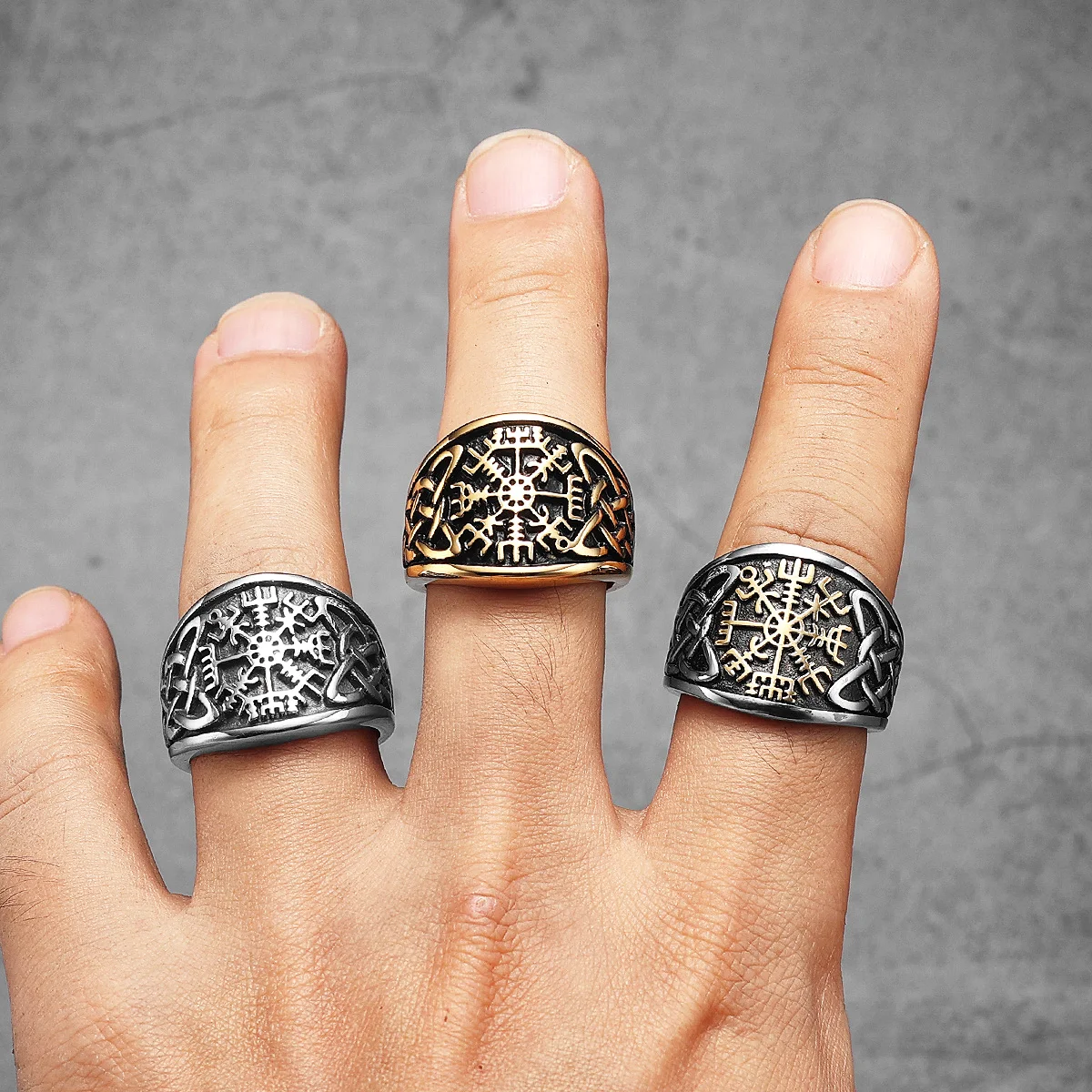 Viking Compass Celtic Knot Men Rings Stainless Steel Women Jewelry Vintage Punk Cool Stuff Fashion Accessories Gift Wholesale 2