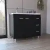 Ferretti Utility Sink with Three Drawers and Double Door Cabinet Black 2