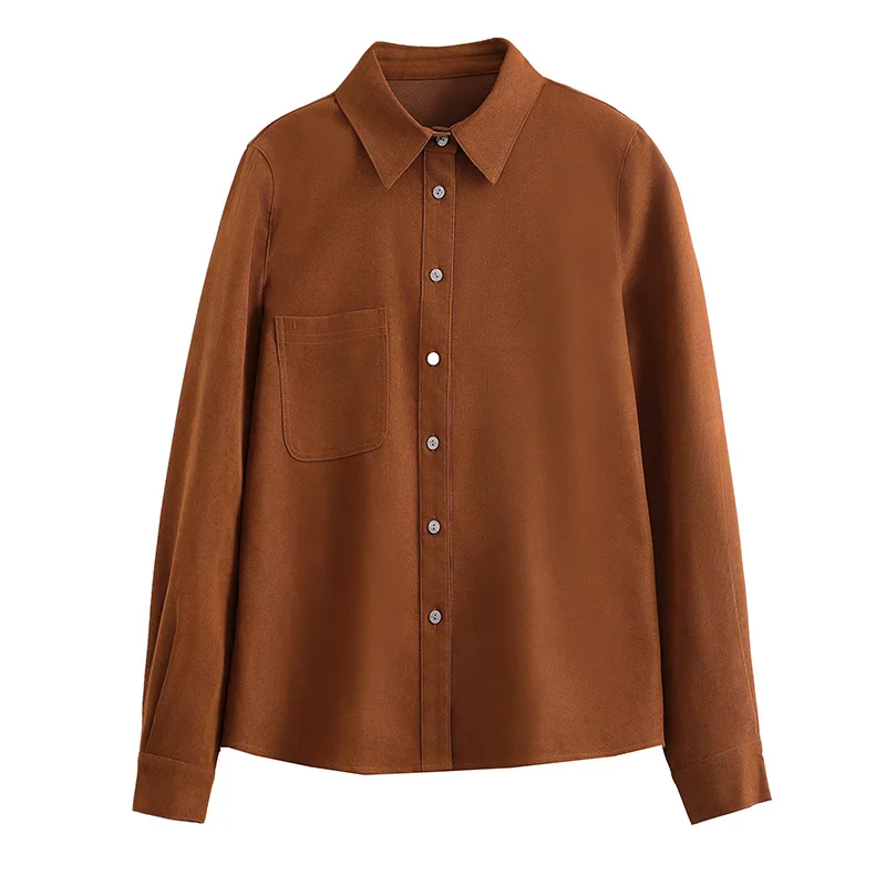 Women Clothes Spring New Solid Thick Shirts Vintage Solid Red Casual Loose All-match Blouse Top Female Button Elegant Cardigan