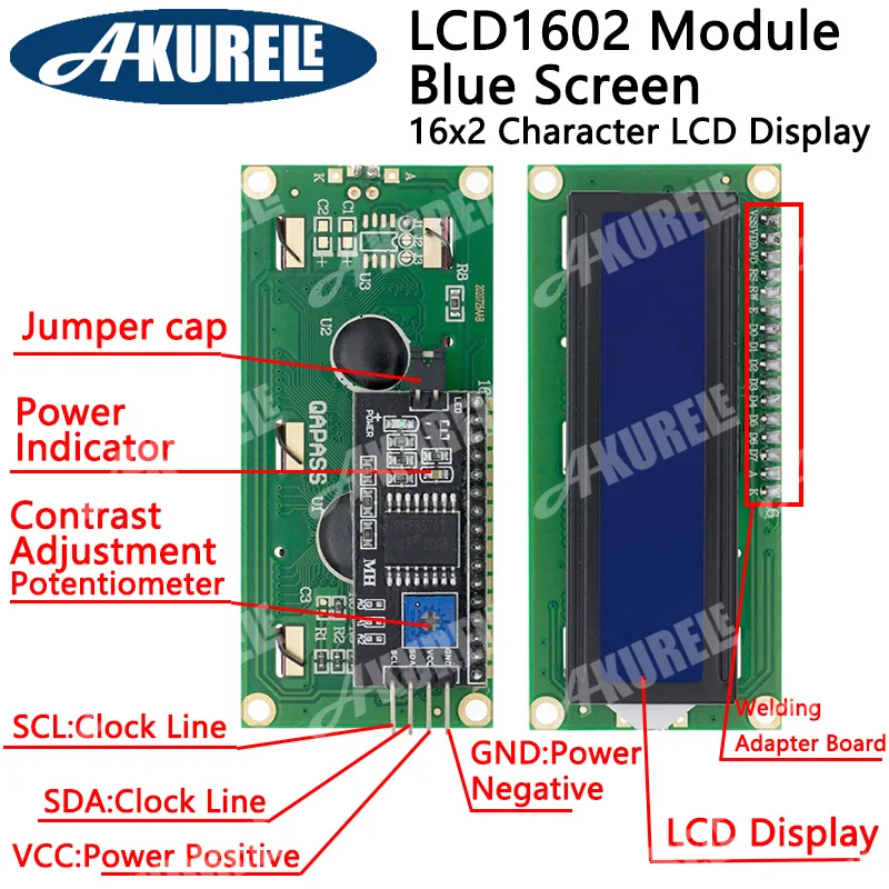 ЖК-дисплей 1602 дюйма экран 16x2 символа PCF8574T PCF8574 интерфейс IIC/I2C плата адаптера 5 В