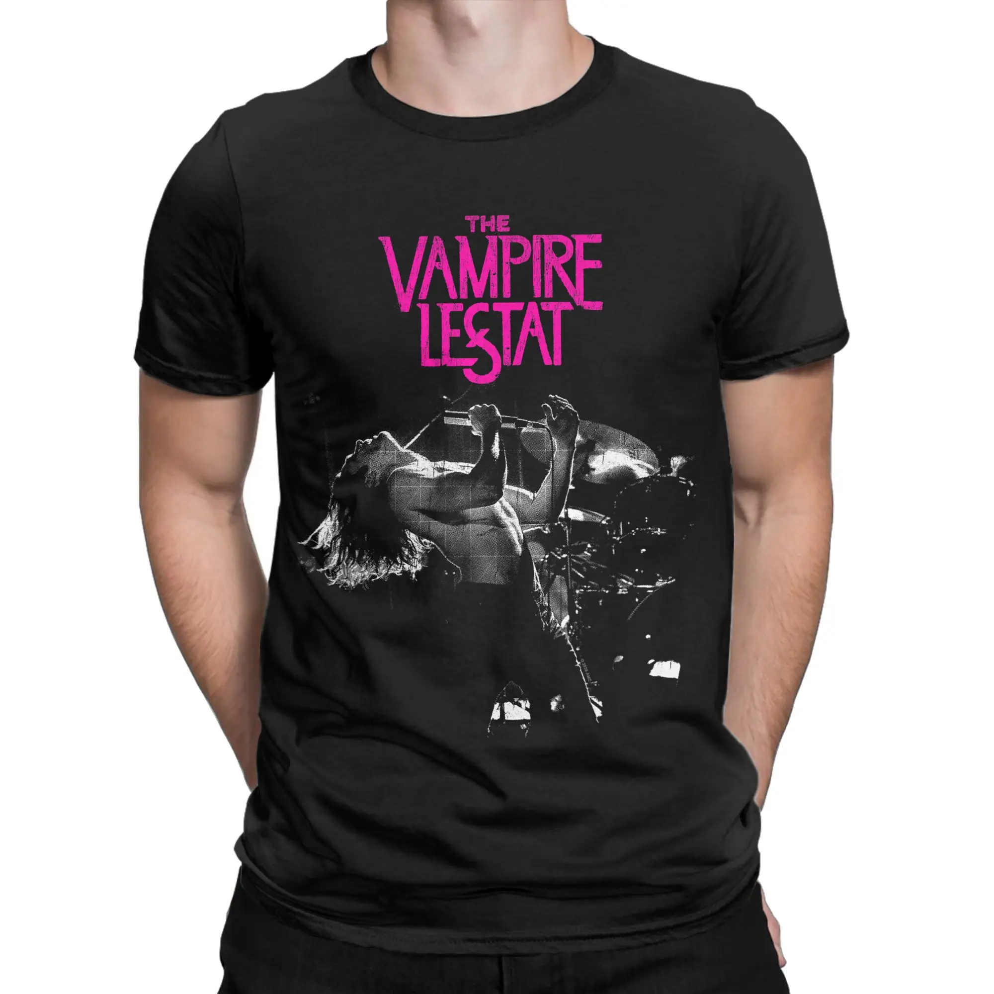 Herren-T-Shirts „The Vampire Lestat Live On Tour“ aus 100 % Baumwolle, Strand-Vintage-Kurzarm-T-Shirt mit O-Ausschnitt, Freizeit-Print-T-Shirt
