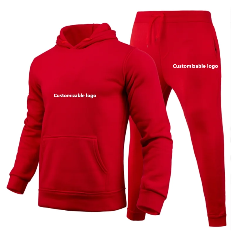 Spring And Autumn New Men Hoodies Fashion Sports Solid Color Long Sleeve Hoodies Customizable For Various Logo Hoodies Set