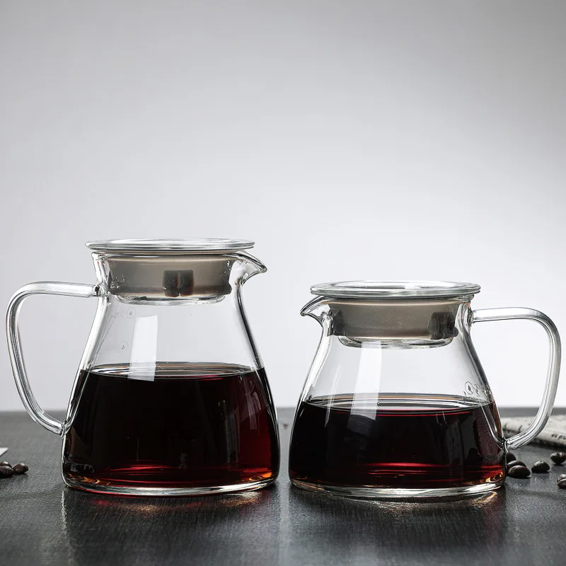 Glass Pour Over Coffee Server with Dot Scale Brewed Coffee Sharing Pot 300m/500ml Heat Resistant Hand Made Drip Coffee Pot