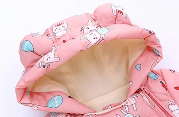 Romper Outerwear Bear Ear Hooded Snowsuit Jumpsuit Zipper Winter Clothing Newborn Baby Boys Girls Hooded Coat Jacket Snowsuits 4