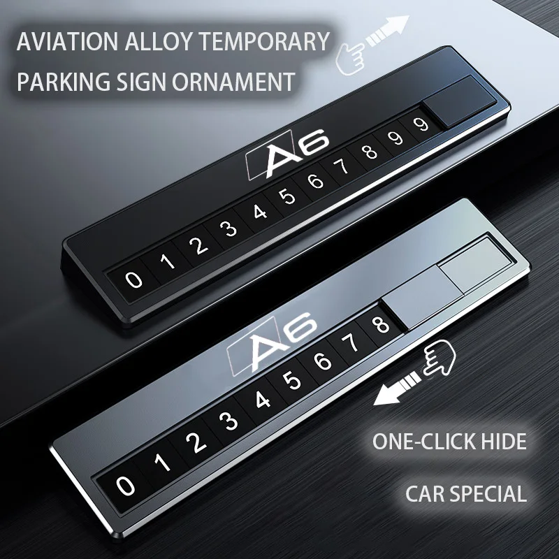 

Car Metals Temporary Parking Plate Cell Phone Number Plate FOR Audi A6 C8 C7 4G C5 A7 A8 Allroad Avant 2024 Car Accessories Logo